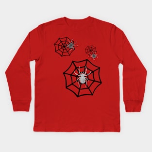 CREEPY Happy Halloween Spider Webs Kids Long Sleeve T-Shirt